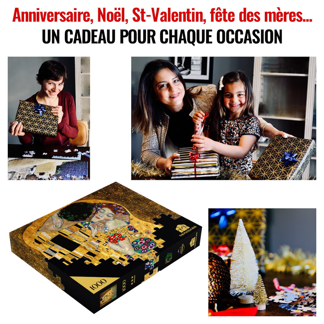 cadeau contenu boîte Puzzle art Klimt - Le Baiser adulte 1000 pièces